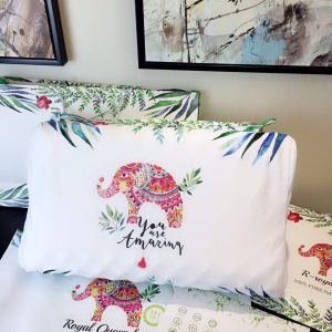 Thailand Original Natual Latex Pillow Slow Rebound Elephant pattern one pair Neck Pillow Memory Pillow Cushion