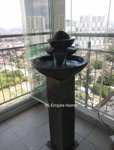S80 Side Ball Mouth Yellow Feng Shui Water Fountain Pond Air Sandstone Garden Water Feature Balinese 风水流水喷泉瀑布池 Home
