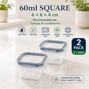 Leakproof Food Storage Container with Lid | BPA-Free PP Stackable Meal Prep Snack & Sauce Box | Microwave Freezer Dishwasher Safe | 60ml–1000ml