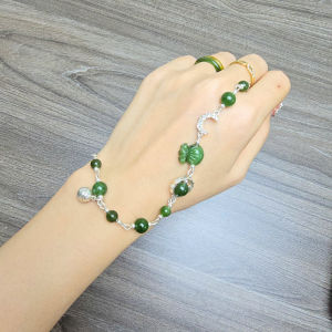 Q319 Lắc Bạc mix túi tiền Ngọc Bích charm bạc dây có nấc chỉnh size ko kén mệnh - Phong Thuỷ TUDO
