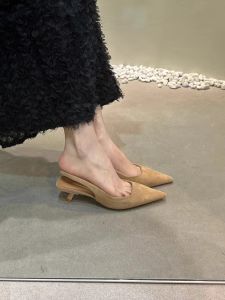 Free Shipping Elegant Pointed-Toe Sandals For Women Perfect For Summer.Features A Suede Finish Thin Heels A Backless Design And A Soft Sole That Ensures Comfort And Prevents Foot Fatigue