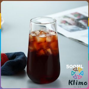 KLIMO Glass Coffee Cup 450ml 500ml Tea Milk Yogurt Mug Creative Transparent Letter Pattern Drinkware