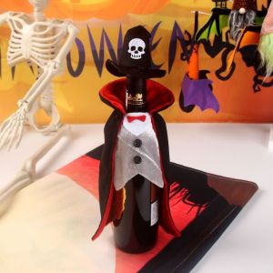 ZYJC SHOP Nghệ thuật vải Bọc chai rượu vang Halloween Hài Hước Thiết kế áo choàng vui nhộn Áo choàng bọc chai rượu vang Thời trang Chống bụi Túi đựng chai rượu vang đỏ Máy tính để bàn