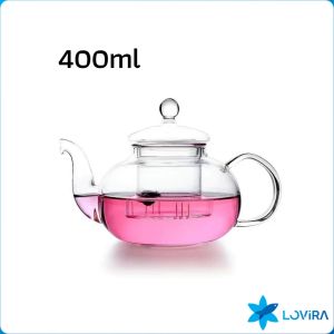 LoviRa 400ml 600ml Heat-resistant Glass Tea Set with Filter Tea Pot Transparent Teapot