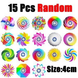 SIMPLETEN 5-20Pcs Mini Ranbow Fidget Spinner Stress Relief Party Favor Acrylic Stress Relieving Toy  Classroom Prize Goodie Bag Filler Birthday Gift