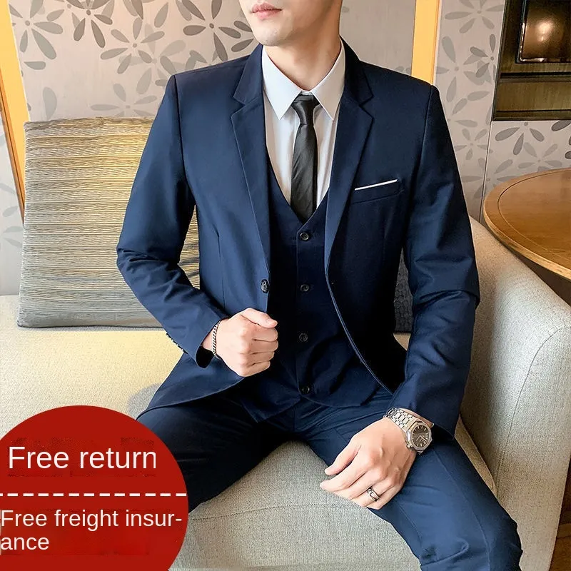 Suit Suit Men's Business Slim Fit Small Business Suit Coat Leisure  Professional Formal Dress Groom