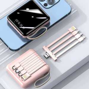 [3CCC] 4-in-1 Power Bank 20000mAh Four Cables Type-C Android IPh USB-C Micro USB A Compact Adaptor