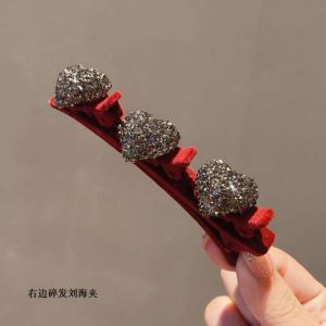 2 pcs/set Braided Hair Clips New Fashion Sparkling Rhinestones Love Hairpin Flocking Textured Braided Hairpin For Girl Woman Hair Accessories