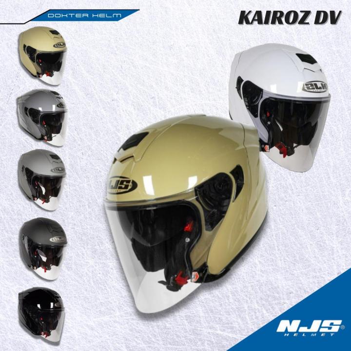 NJS KAIROZ KAIROS DOUBLE VISOR Solid Helm Half Face Lazada Indonesia