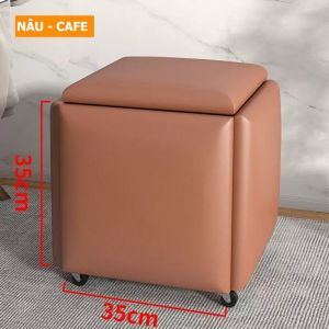 Ghế Rubik bọc da xếp gọn 5 in 1 CANA đôn ghế thông minh có bánh xe sáng tạo đa chức năng kích thước: 35cm và 45cm