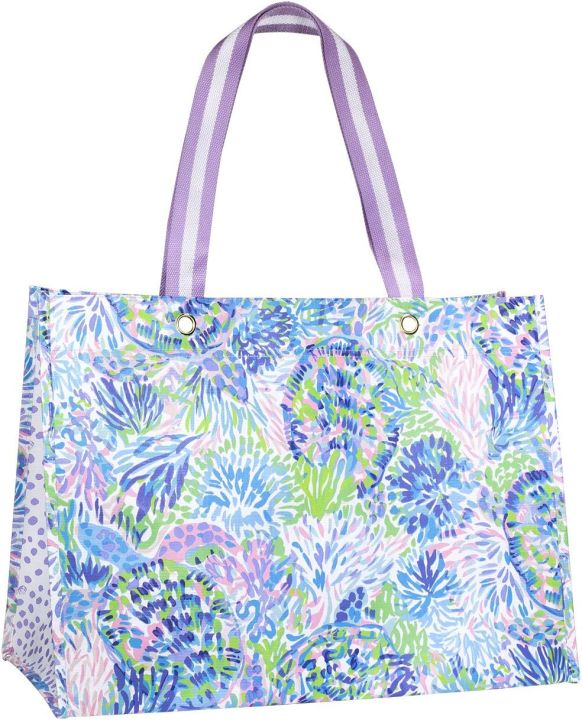 Lilly Pulitzer Purple/Blue XL Market Shopper Bag, Oversize