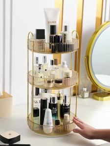 2026 Hot Sale [ Shipped from China ] Cosmetic storage bathroom rotating shelf trendy light luxury transparent dressing table lipstick and skincare storage rack B3