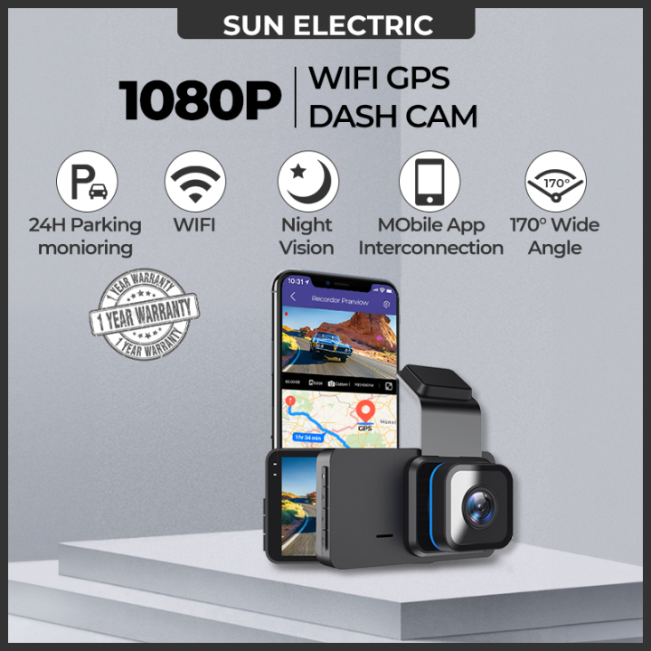 24 Hours Record 1080P HD Wifi Builtin GPS Auto Drive Dash Cam Front