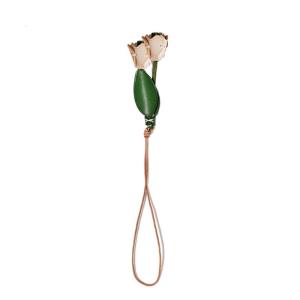 Da Hoa Tulip Keyring tinh tế Phụ kiện chìa khóa móc chìa khóa xe ô tô dây đeo tay mặt dây chuyền kết cấu da mặt cho nữ phụ nữ