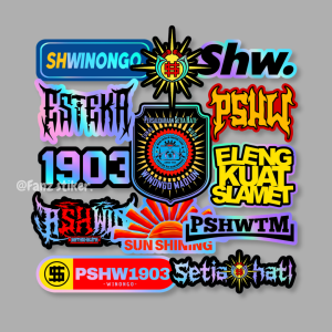 STIKER HOLOGRAM PSHW WINONGO ISI 13pcs - ANTI AIR (VOL 13 HLG) STIKER PERGURUAN | STIKER SILAT HELM LAPTOP