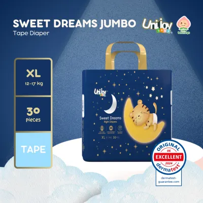 Unijoy Sweet Dreams Tape Diaper Soft & Leak-Free Jumbo Pack - XL 30 pads