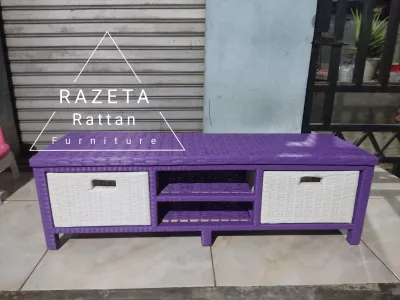 Terlaris COD Lemari Rotan plastik Meja TV Laci Susun 2 DVD buffet serbaguna Bebas pilih warna