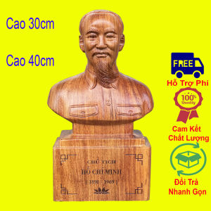 Tượng bán thân bác hồ chí minh cao 30 40cm gỗ hương cực đẹp sắc nét