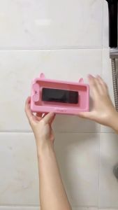 Waterproof Shower Phone Holder with 480° Rotation Angle Adjustable Wall Mounted Phone Holder for Bathroom Kitchen Up To 6.8In