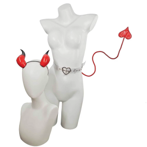 Halloween Devil Costume SetDevil Horns Headband with Devil Tail Halloween Cosplay Party Accessories Adult Women Men