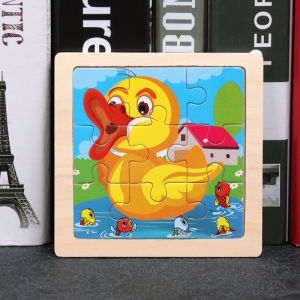 WDS Puzzle Jigsaw 9Pcs Puzzle Jigsaw Kayu Anak Karakter Hewan dan Kendaraan Lucu Puzzle Wooden