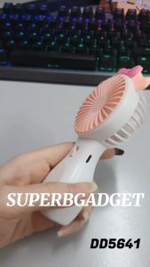 Mini Handheld Fan with Built-in Light 2 Speed Cute Portable Rechargeable Fan with Stand