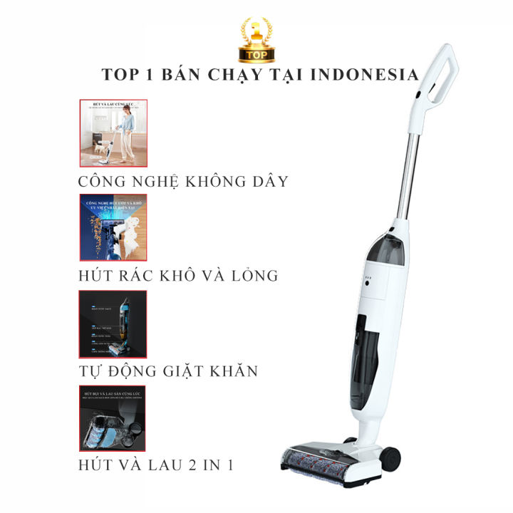Máy hút bụi cầm tay không dây, thiết kế hút ướt và khô 2 in 1, lau sàn thế hệ mới tự đông giặt khăn lau nhà tự động, Sang trọng tinh tế, thiết kế 2 trong 1, Bảo hành 2 năm lỗi đổi mới trong 7 ngày đầu nhận hàng