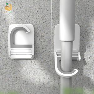 3Pcs Mop Holder Wall Mount Broom Mop Hanger Punch-Free Self-Adhesive Umbrella Mop Clip Organizer Storage Rack Bathroom Accessories
