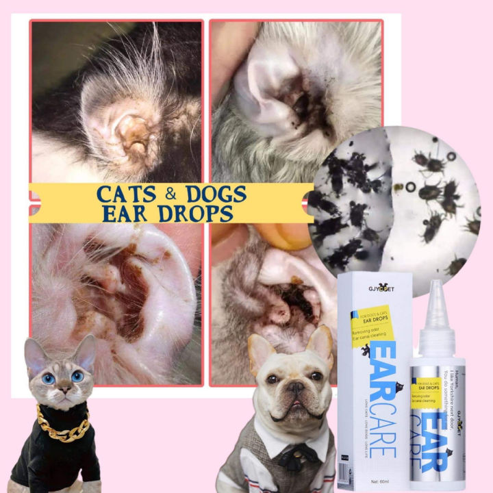 COD Pet ear drops removing odor ear canal cleaning cat ear mite dog
