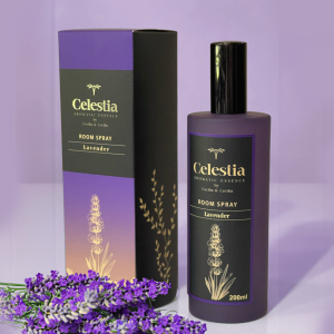 Celestia Lavender Bliss Room Spray - 200ml - Natural Linen & Relaxing Scent - Air Freshener with Natural Linen Fragrance