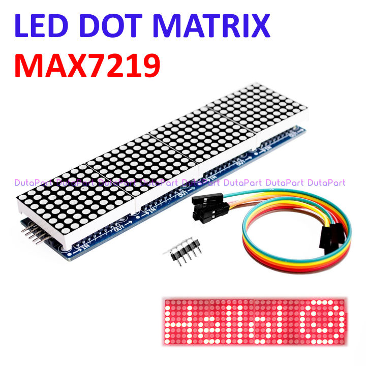 MAX7219 LED DOT MATRIX Module 32X8 Merah Running Text Display Arduino ...