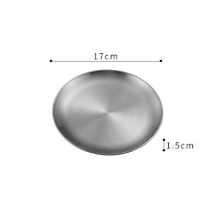 DXL Korean Stainless Steel Thickened Round Plate Golden Cafe Tray Fruit Plate Cake Plate Bone Plate Vegetable Dish Shallow Plate