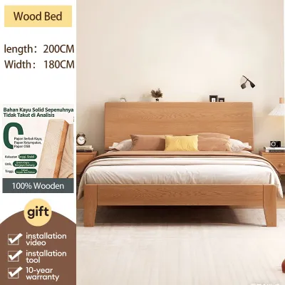 Solid Wood Bed with High Headboard Modern Minimalist Pine Available in Single & Double Sizes 120/150/180cm Sturdy Slats Bedroom Furniture