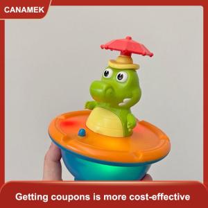 【CANAMEK】 Đồ chơi tắm cho trẻ mới biết đi-Thắp sáng đài phun nước cá sấu với 4 chế độ phun Đồ chơi tắm bằng nhựa ABS cho phòng tắm và hồ bơi