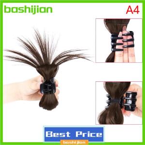 bashijian Synthetic Hair Extension Straight Bun with Claw Updo Chicken feather shuttlecock head Hairpiece For Girl Women Chignons