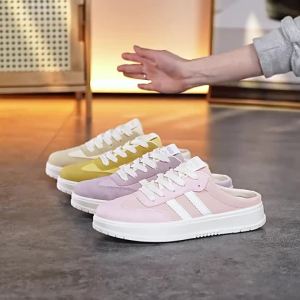 [Free Shipping] Fashionable White Shoes For Women 2026 Summer New Trendy Breathable Flat Casual Slippers For Women HL-706