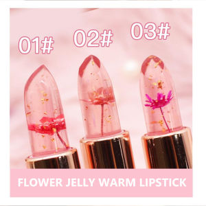 Flower Jelly Temperature Color Changing Lipstick Long Lasting Waterproof Hydrating Moisturizing Nourishing Smoothing Lip Lines Lip Balm Lip Care 3.5g