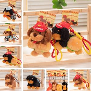 ZANHUA Dachshund Plush Dog Keychain Hamburger Camera Car Key Ring High Quality Ornaments Phone Case Pendant Gift for Friends