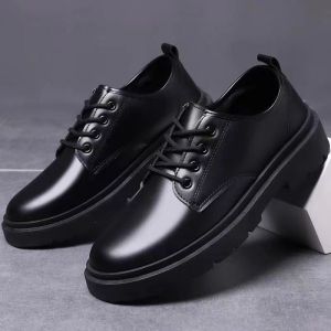 Fasion Mens Dress Leather Shoes Casual Bussiness shoes Outdoor Walking Ankle Boots Luxury Sneakers Round Toe Men Soft Comfortable Lace up Black shoes