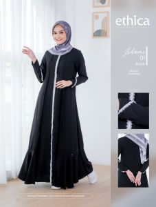 ETHICA GAMIS/DRESS / ABAYA WANITA ISHAMI 01 BLACK DAN WHITE