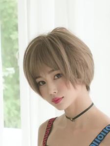 TSE Wig Women Short Hair Wave Wigs For Round Face Cute Short Hair BOBO Wg 28CM Length SW13 D3110