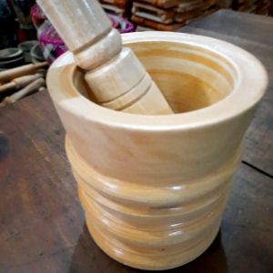 Lumpang Kayu Kecil Tinggi 12-13 cm Cocok untuk Tumbuk Jamu Bumbu Rujak Bahan Kayu Mahoni