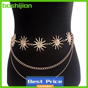 bashijian Multilayer Punk Gothic Moon Sun Waist Chain Metal Belts For Women Dress Jewelry Waist Chain Waist Belts