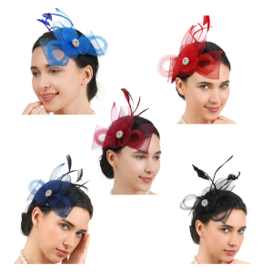 Thanh lịch lông vải tuyn hoa fascinator mũ nón với hoa lông cho phụ nữ tiệc chia tay độc thân của cô dâu và dịp trang trọng