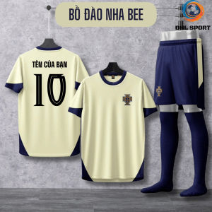 (Vải thun) Quần áo bóng đá Bồ Đào Nha be sân khách 2025/2026 áo bóng đá in tên số ĐHL SPORT