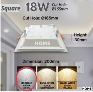 AQA 12W 18W Round Square Glass LED Downlight 4 6 Ceiling Light Recessed Lampu Kaca Siling HOMS