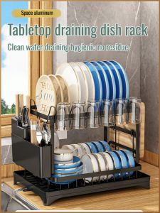 Dish Rack Stainless Steel Iron Frame Bowl Holder Drain Simplicity Sturdy Anti-corrosion Maintenance-free