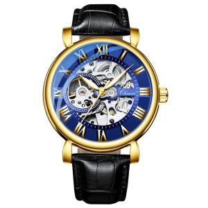 CHENXI 8878 Mens Mechanical Wristwatch Waterproof Automatic Tourbillon Skeleton Watch Men Leather Business Clock