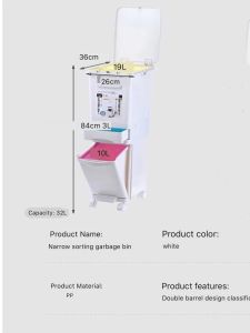 ❤Quick delivery+COD❤ Kitchen Trash Can Garbage Bin Japanese style Dry And Wet Separation Garbage Sorting Trash Can Movable with Universal Wheel with Double Lid Food Pedal 2 Layers and 4 Compartment Home & Living Cleaning Equipment