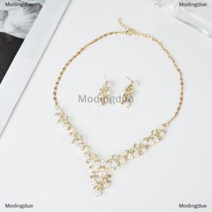 [COD] Modingdue Elegant Bridal Wedding Faux Necklace Earrings Jewelry Set Wedding Party Gift